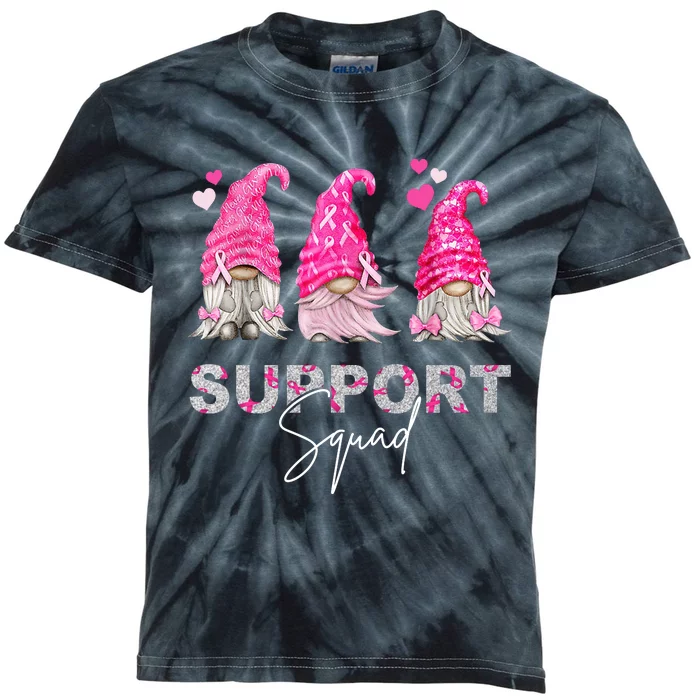 Gnome Support Squad Breast Cancer Kids Tie-Dye T-Shirt