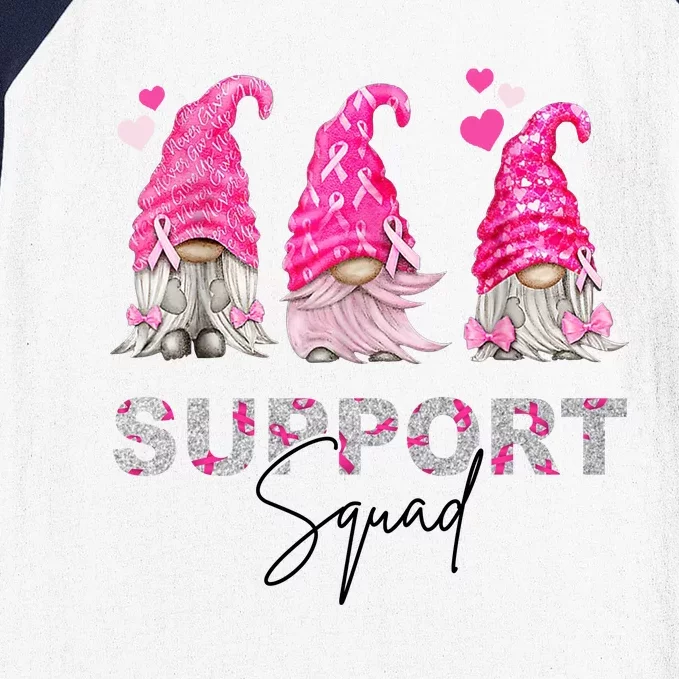 Gnome Support Squad Breast Cancer Baseball Sleeve Shirt