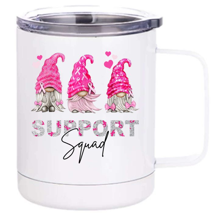 Gnome Support Squad Breast Cancer Front & Back 12oz Stainless Steel Tumbler Cup