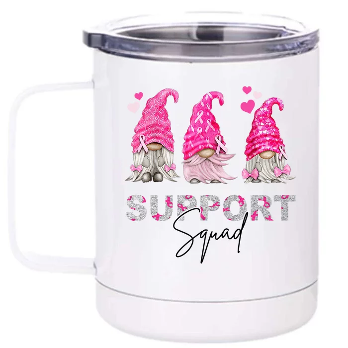 Gnome Support Squad Breast Cancer Front & Back 12oz Stainless Steel Tumbler Cup