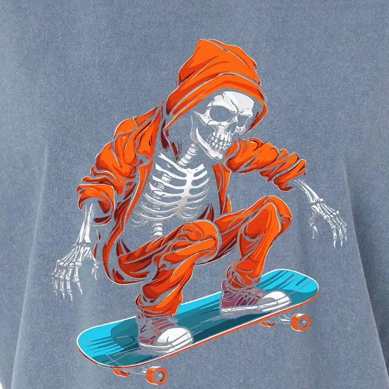 Ghost Skeleton Skater Cap Skateboard Halloween Skull Garment-Dyed Women's Muscle Tee