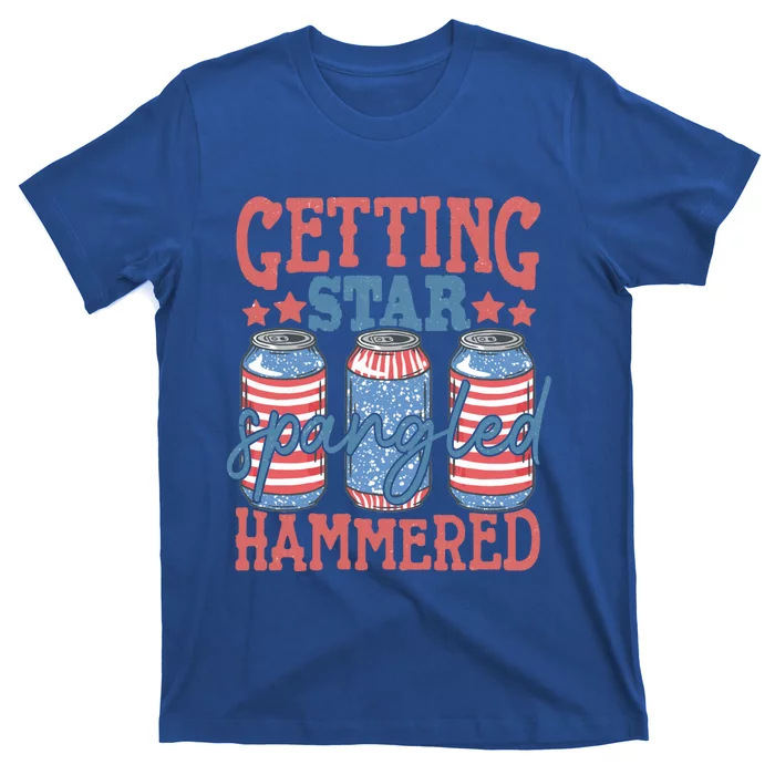 Getting Star Spangled Hammered 4th Of July Retro Style Beer Gift T-Shirt