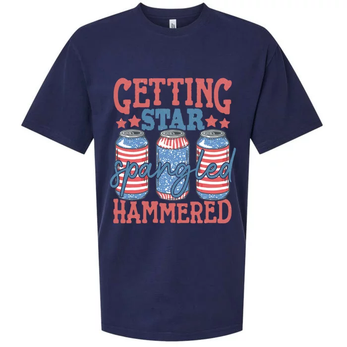 Getting Star Spangled Hammered 4th Of July Retro Style Beer Gift Sueded Cloud Jersey T-Shirt