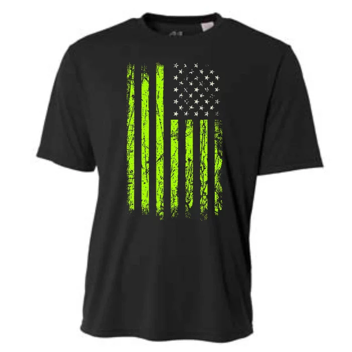 Green Stars & Stripes.American Usa Flag Green Color Cooling Performance Crew T-Shirt