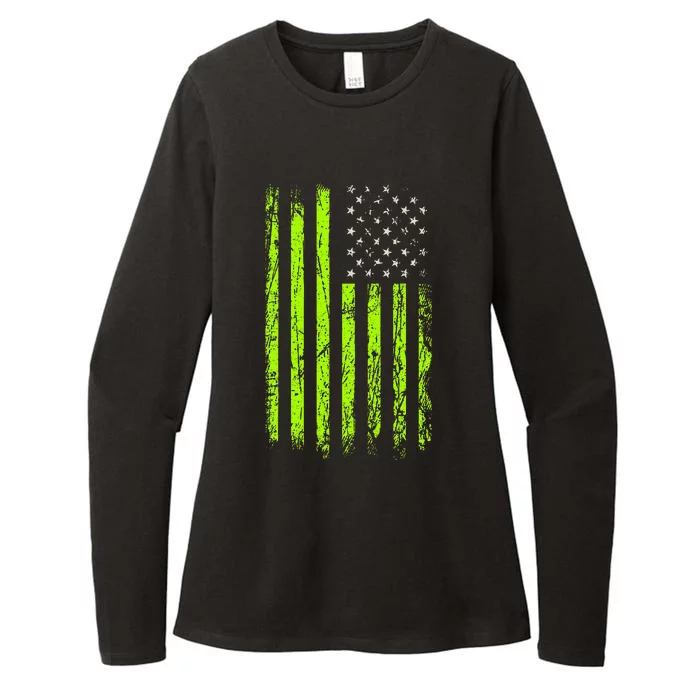 Green Stars & Stripes.American Usa Flag Green Color Womens CVC Long Sleeve Shirt