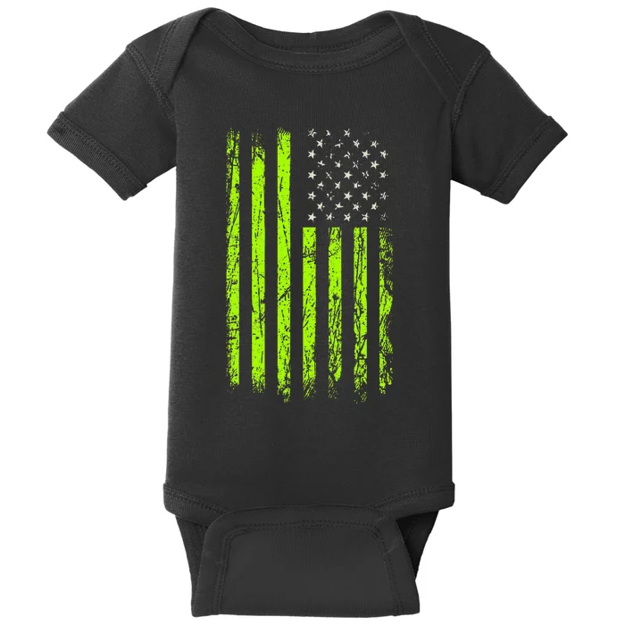 Green Stars & Stripes.American Usa Flag Green Color Baby Bodysuit