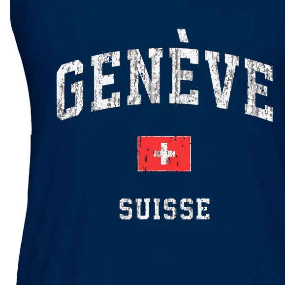 Geneva Suisse Switzerland Vintage Athletic Sports Design Ladies Essential Flowy Tank