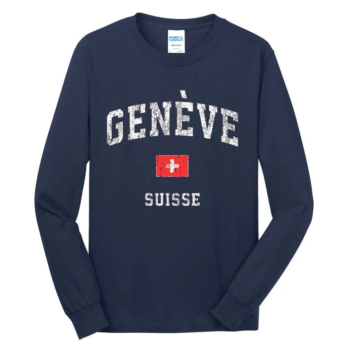 Geneva Suisse Switzerland Vintage Athletic Sports Design Tall Long Sleeve T-Shirt