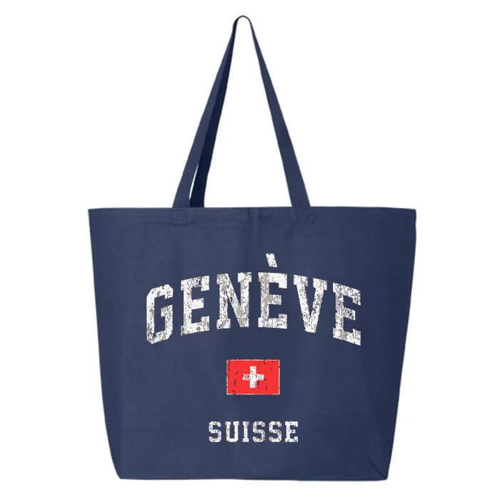 Geneva Suisse Switzerland Vintage Athletic Sports Design 25L Jumbo Tote