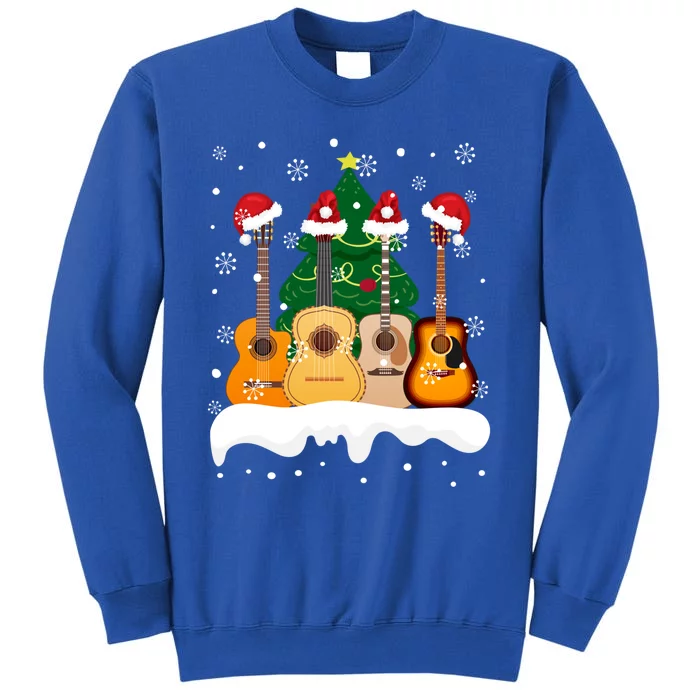 Guitar Santa Snow Christmas Tree Funny For Music Lovers Xmas Great Gift Tall Sweatshirt