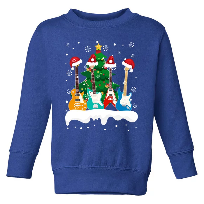 Guitar Santa Snow Christmas Tree Funny For Music Lovers Xmas Great Gift Toddler Sweatshirt