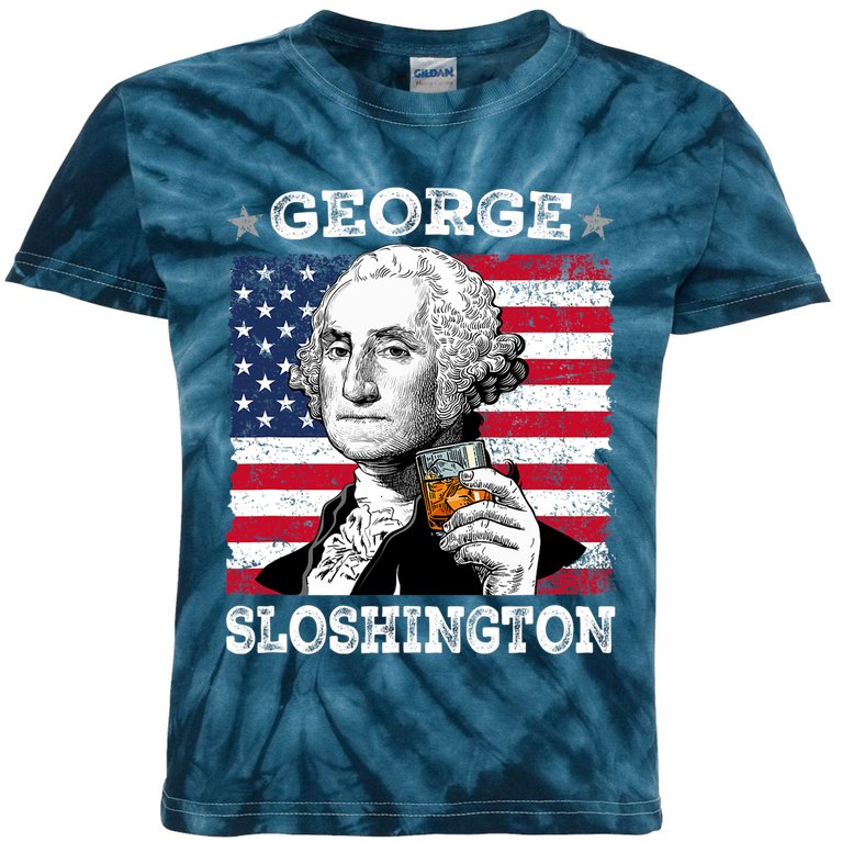 George Sloshington Shirt Funny 4th Of July Kids Tie-Dye T-Shirt