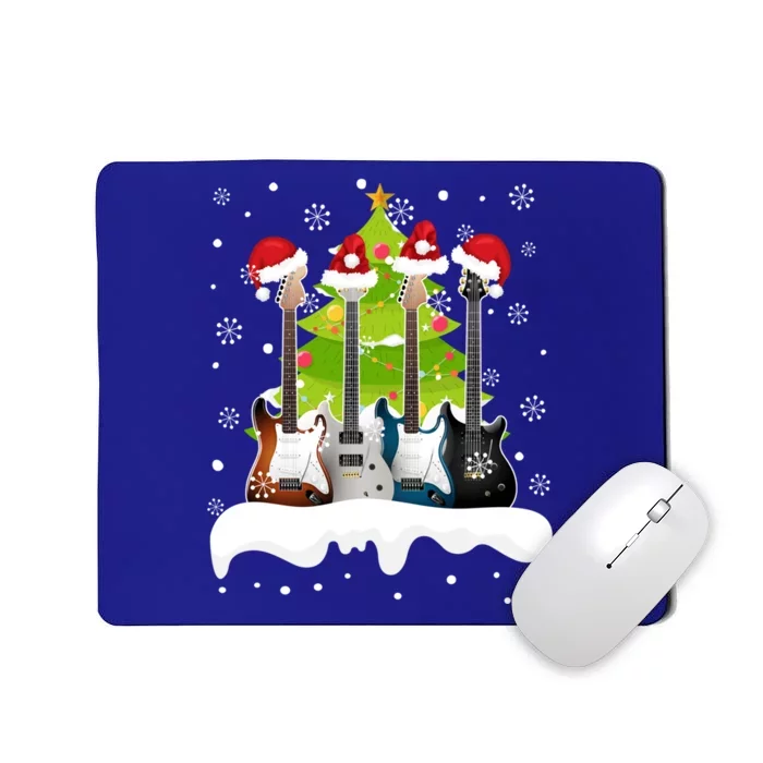 Guitar Santa Snow Christmas Tree Funny For Music Lovers Xmas Gift Mousepad