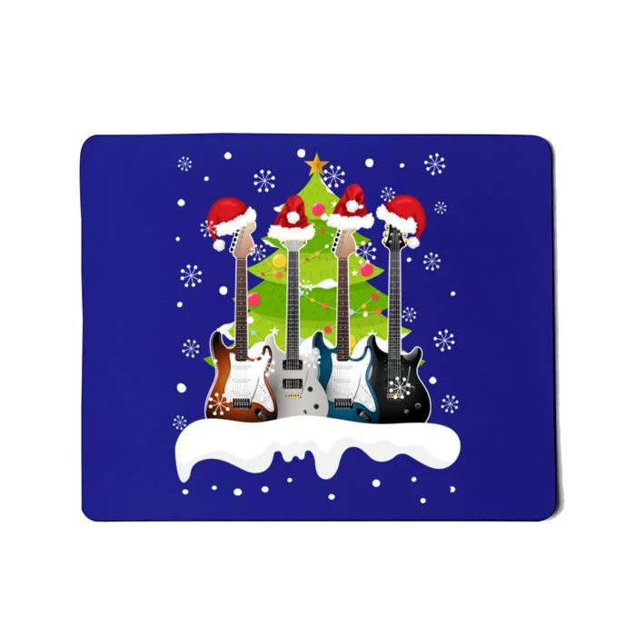 Guitar Santa Snow Christmas Tree Funny For Music Lovers Xmas Gift Mousepad