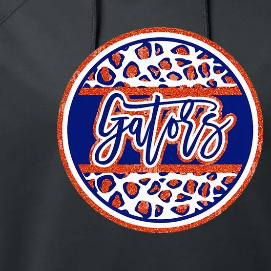 Gators School Sports Fan Team Spirit Mascot Heart Performance Fleece Hoodie