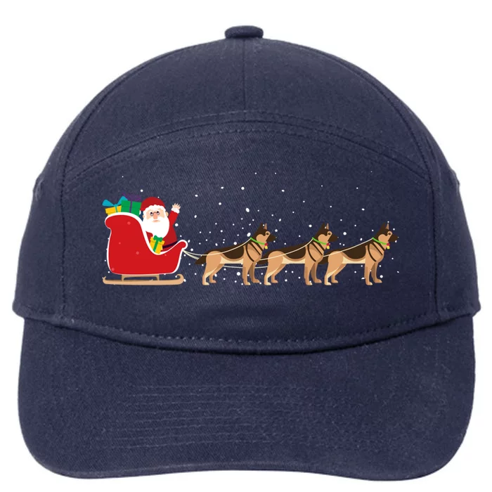 Ger Sheperd Santa Christmas Sleigh Ger Sheperd Xmas Gift 7-Panel Snapback Hat