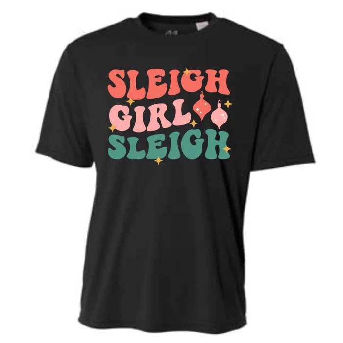 Groovy Sleigh Sleigh Pink Christmas Xmas Holiday Cool Gift Cooling Performance Crew T-Shirt