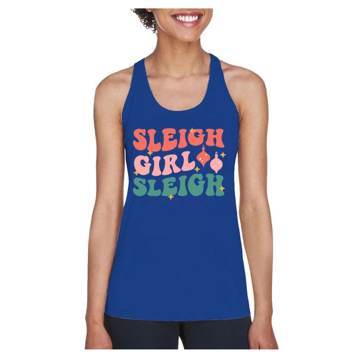 Groovy Sleigh Sleigh Pink Christmas Xmas Holiday Cool Gift Women's Racerback Tank