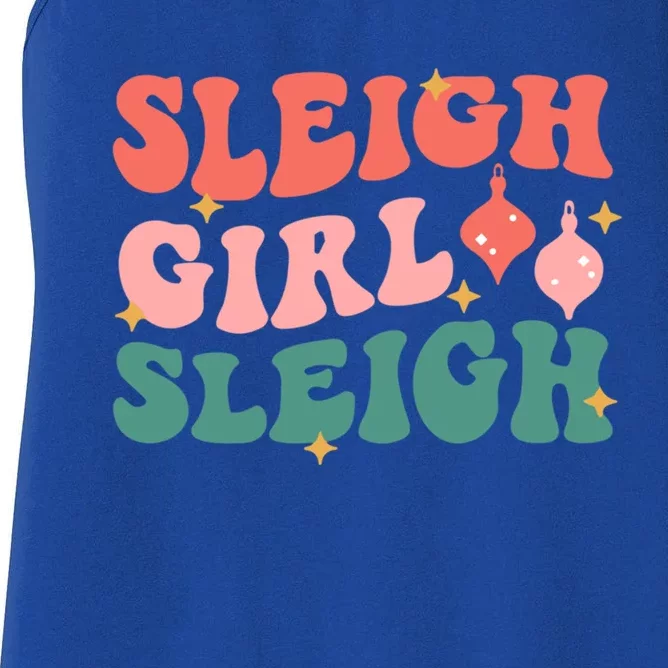 Groovy Sleigh Sleigh Pink Christmas Xmas Holiday Cool Gift Women's Racerback Tank