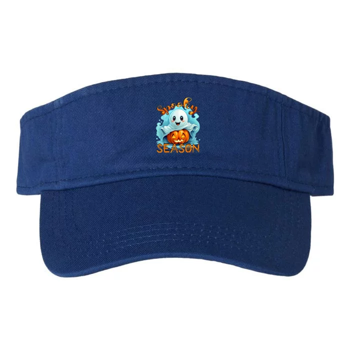 Groovy Spooky Season Cute Ghost Holding Pumpkin Halloween Valucap Bio-Washed Visor