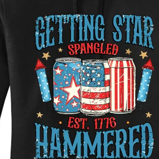 Getting Star Spangled Hammered Funny America 4th Of July Women's Pullover Hoodie