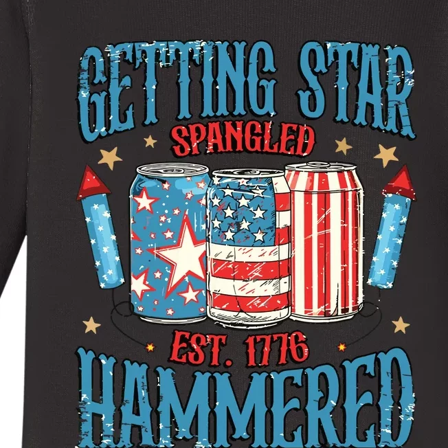 Getting Star Spangled Hammered Funny America 4th Of July Baby Long Sleeve Bodysuit