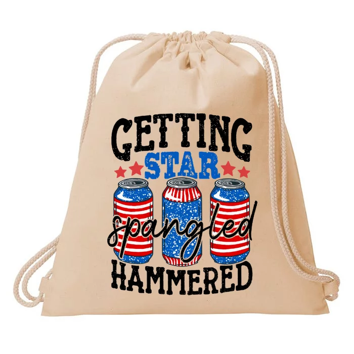 Getting Star Spangled Hammered Funny 4th Of July Patriotic Cute Gift Drawstring Bag