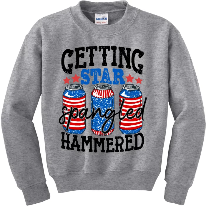 Getting Star Spangled Hammered Funny 4th Of July Patriotic Cute Gift Kids Sweatshirt