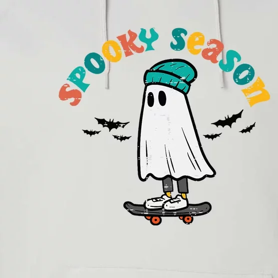 Ghost Skateboard Spooky Season Retro Halloween Costume Performance Fleece Hoodie