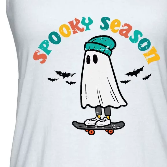 Ghost Skateboard Spooky Season Retro Halloween Costume Ladies Essential Flowy Tank