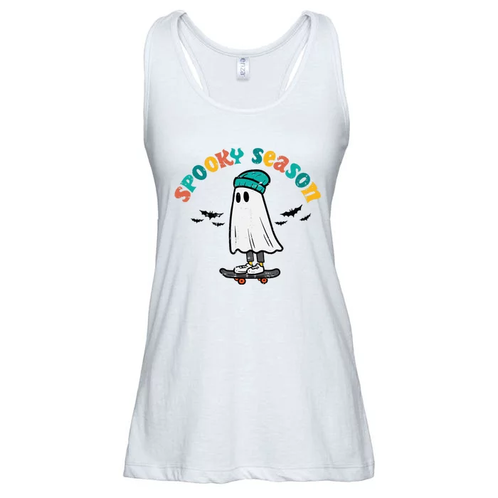 Ghost Skateboard Spooky Season Retro Halloween Costume Ladies Essential Flowy Tank