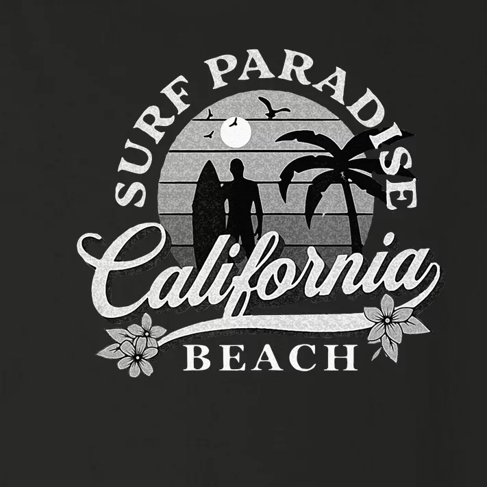 Grey Scale Surfing Design Surf Paradise At California Beach Toddler Long Sleeve Shirt