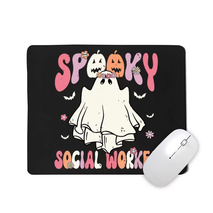 Groovy Spooky Social Worker Women Halloween Cute Ghost Mousepad