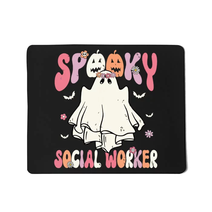 Groovy Spooky Social Worker Women Halloween Cute Ghost Mousepad