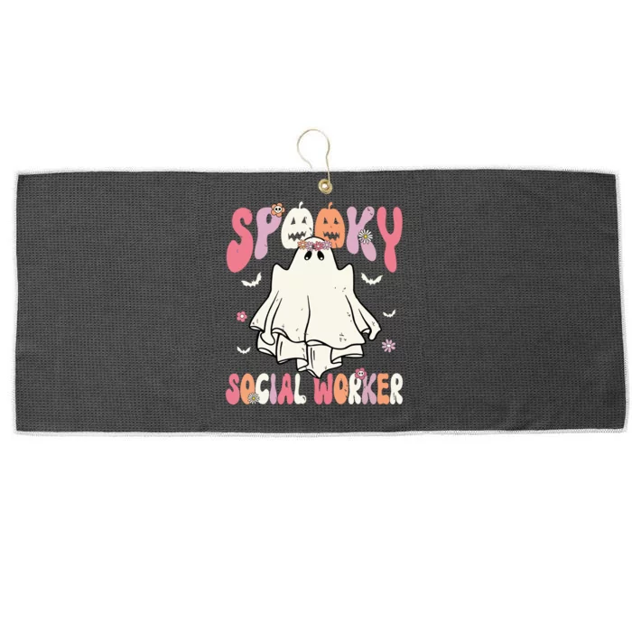 Groovy Spooky Social Worker Women Halloween Cute Ghost Large Microfiber Waffle Golf Towel