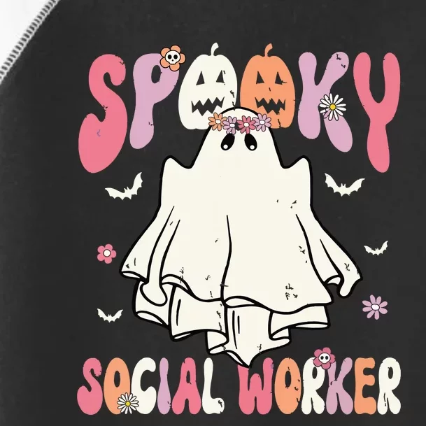 Groovy Spooky Social Worker Women Halloween Cute Ghost Toddler Fine Jersey T-Shirt