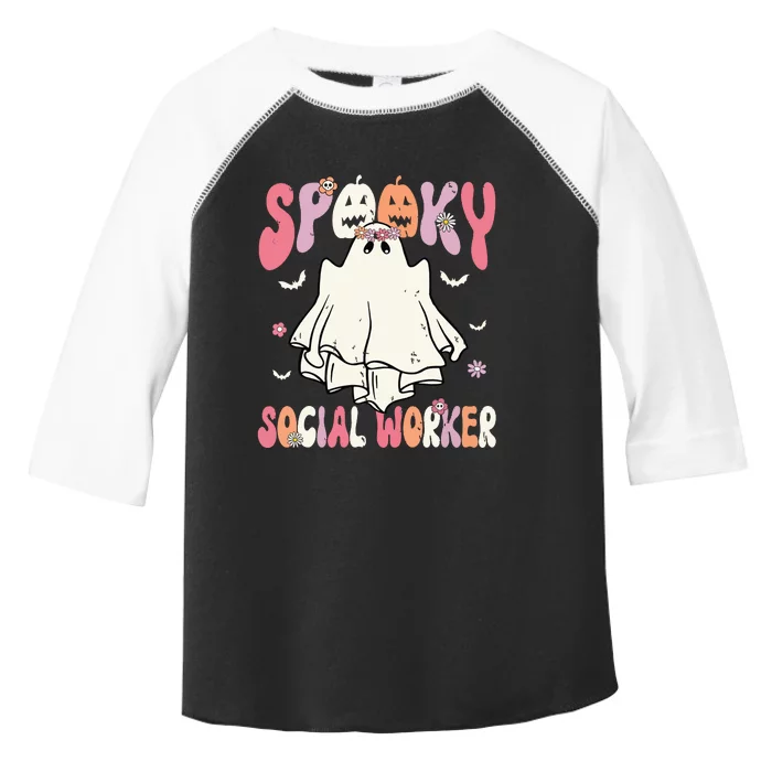 Groovy Spooky Social Worker Women Halloween Cute Ghost Toddler Fine Jersey T-Shirt