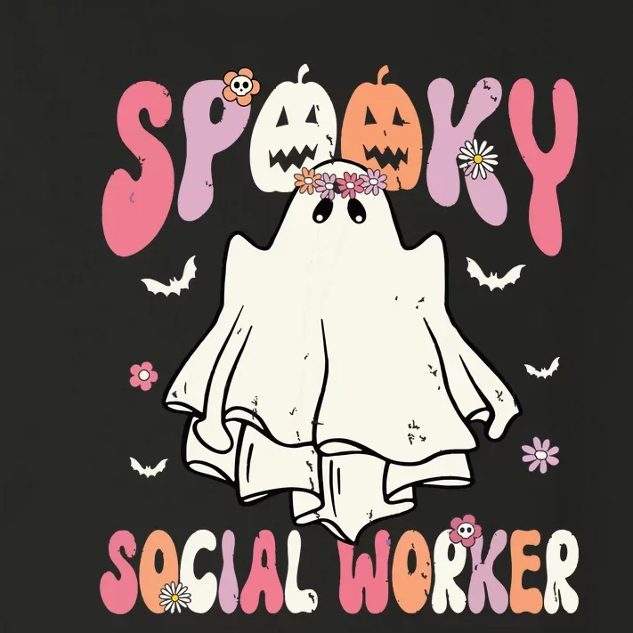 Groovy Spooky Social Worker Women Halloween Cute Ghost Toddler Long Sleeve Shirt