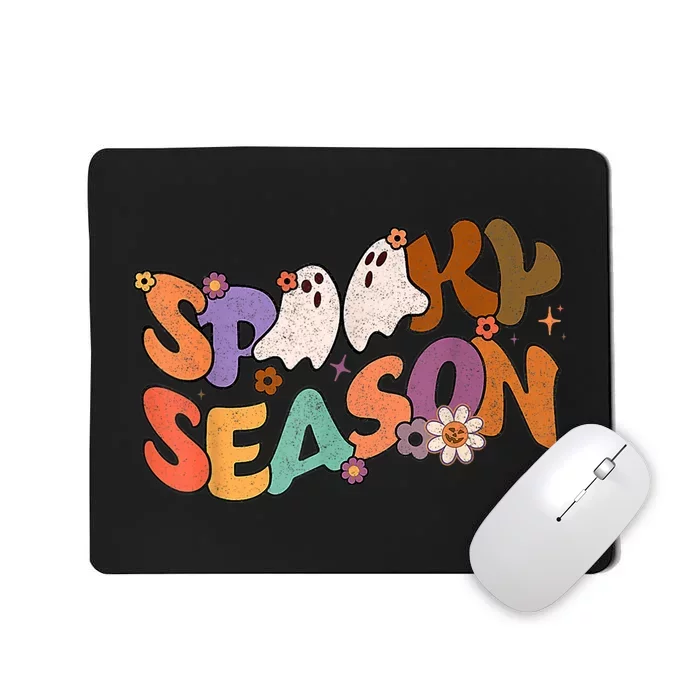 Groovy Spooky Season Cute Ghost Retro Halloween Boo Costume Mousepad