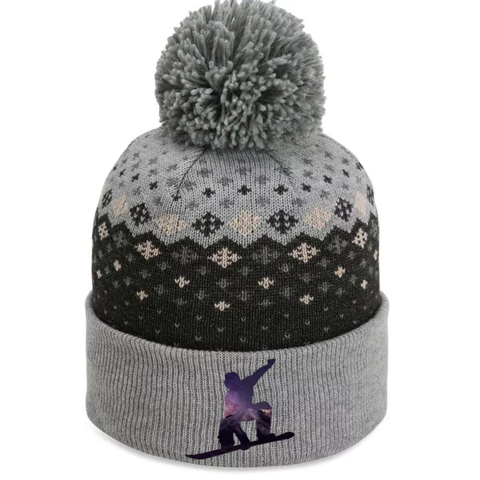 Galaxy Space Ski Boarding The Baniff Cuffed Pom Beanie