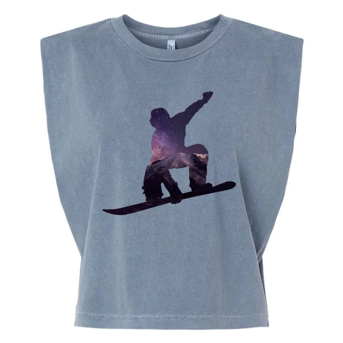 Galaxy Space Ski Boarding Garment-Dyed Women's Muscle Tee