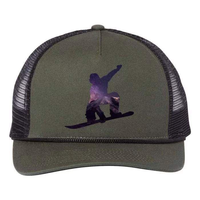 Galaxy Space Ski Boarding Retro Rope Trucker Hat Cap