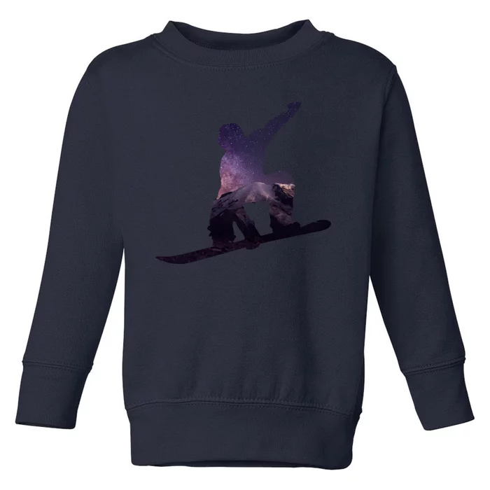 Galaxy Space Ski Boarding Toddler Sweatshirt