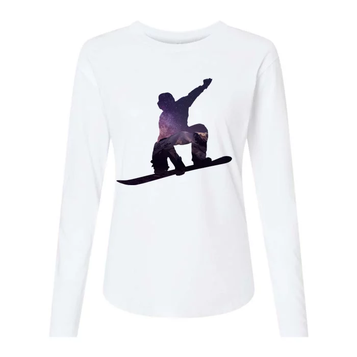 Galaxy Space Ski Boarding Womens Cotton Relaxed Long Sleeve T-Shirt