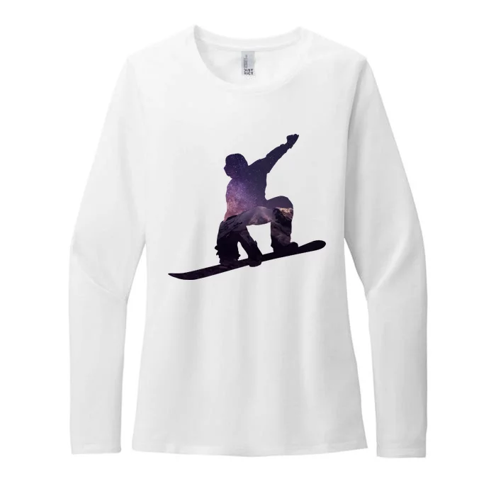 Galaxy Space Ski Boarding Womens CVC Long Sleeve Shirt