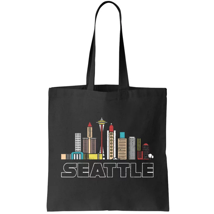 Grunge Seattle Skyline Distressed Look Design Tote Bag