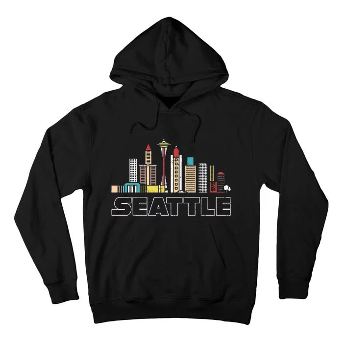 Grunge Seattle Skyline Distressed Look Design Tall Hoodie