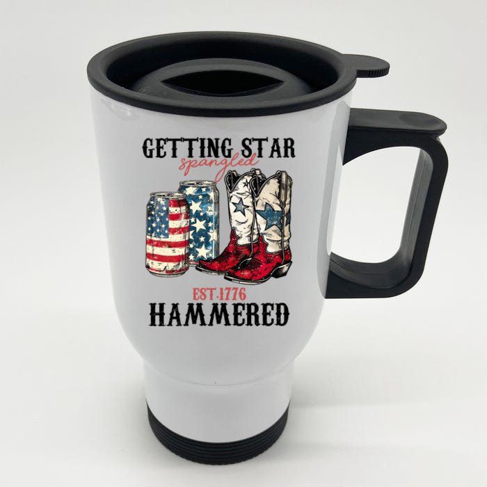 Getting Star Spangled Hammered America 4th Of July Front & Back Stainless Steel Travel Mug