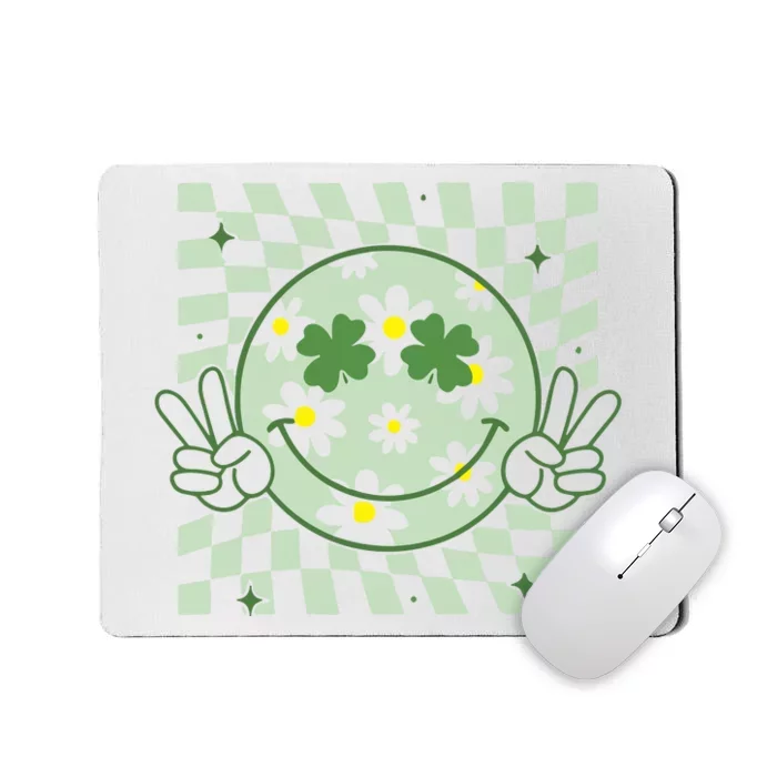 Groovy Shamrock Smile Face St Patricks Day Mousepad