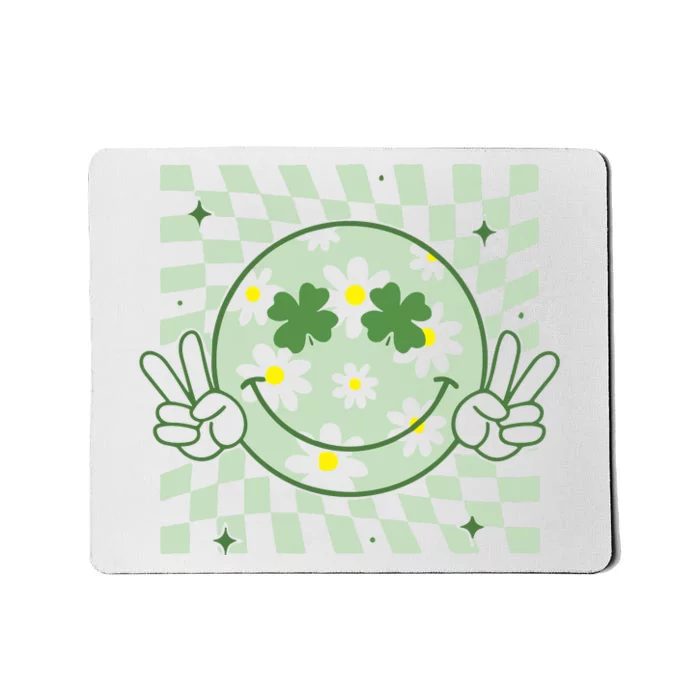 Groovy Shamrock Smile Face St Patricks Day Mousepad